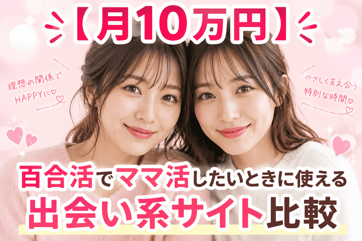 【月10万円】百合活でママ活したいときに使える出会い系サイト比較